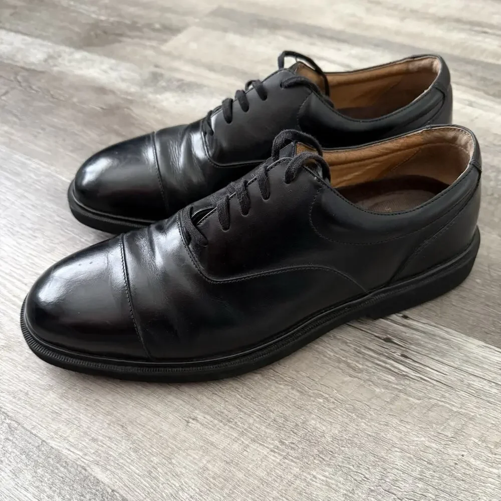 Rockport Dressports Oxfords Mens 10M Black Cap Toe Lace Up Comfort DMX Light